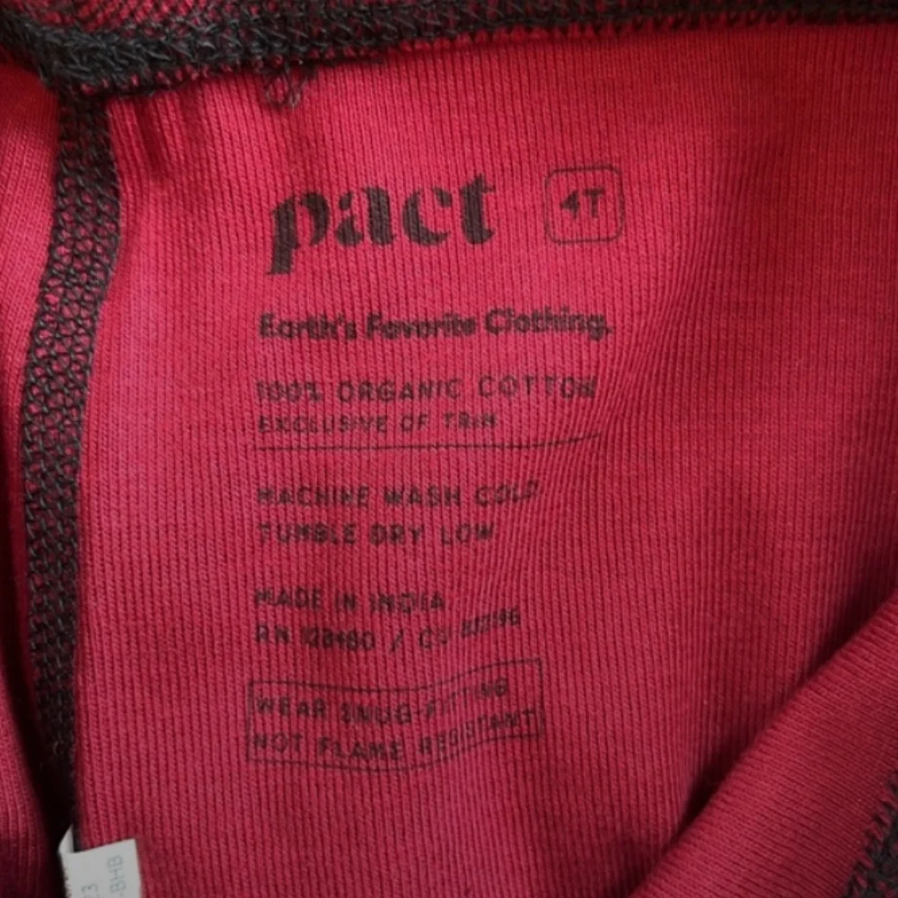 Pact organic cotton unisex kids Buffalo Check Pajama Set 4T